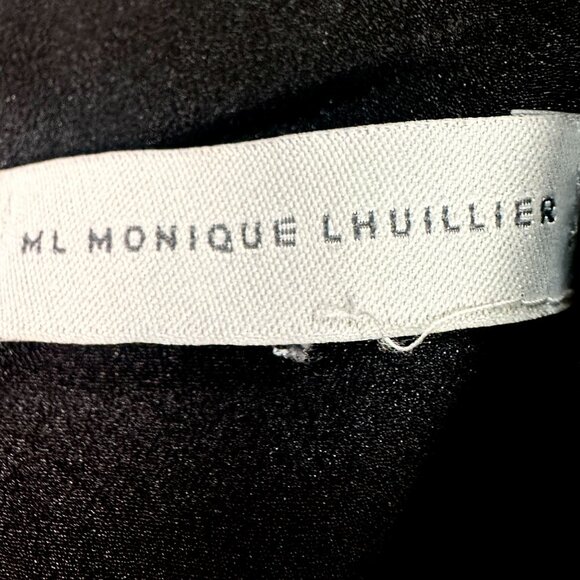 ML Monique Lhuillier Womens Black Ruffle Pintuck Evening Dress Gown NWT Size 4 - Picture 7 of 13